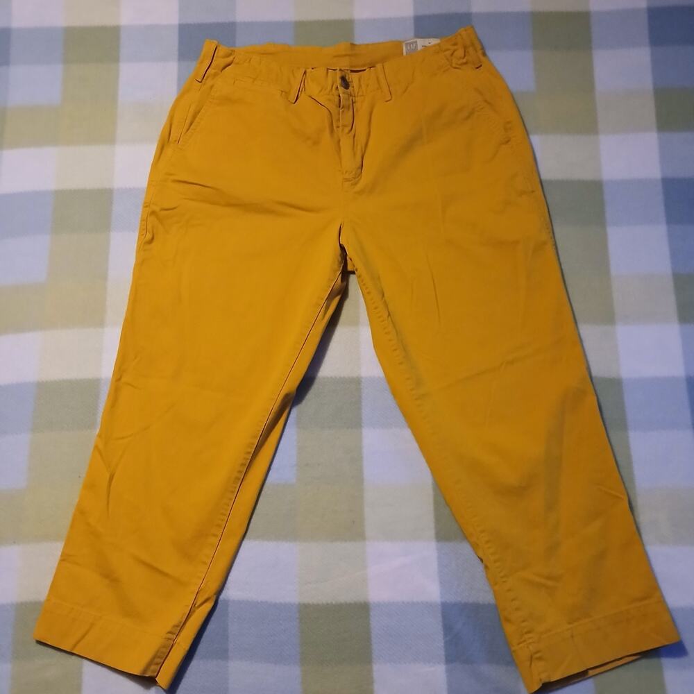 Gap Womens Straight Khaki Highrise Size 14p In Rugby Gold